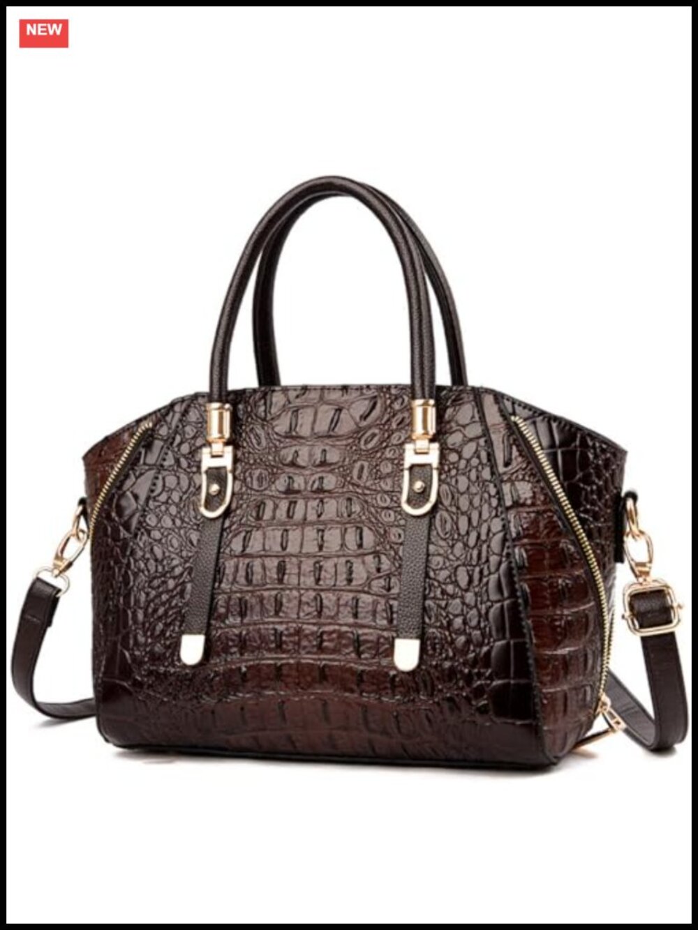 Faux Leather Crocodile Print Satchel Shoulder Bag Crossbody Purse Tote
